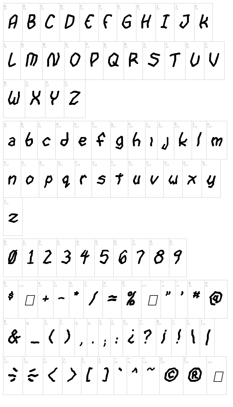 Goon Spectre TBS font map